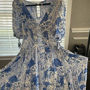 Free People Blue and White Floral Maxi Dress